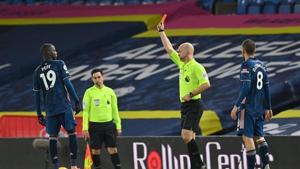 Soccer Football - Premier League - Leeds United v Arsenal - Elland Road, Leeds, Britain - November 22, 2020 Arsenal's Nicolas Pepe is shown a red card by referee Anthony Taylor Pool via REUTERS/Paul Ellis(Pool via REUTERS) Soccer Football - Premier League - Leeds United v Arsenal - Elland Road, Leeds, Britain - November 22, 2020 Arsenal's Nicolas Pepe is shown a red card by referee Anthony Taylor Pool via REUTERS/Paul Ellis(Pool via REUTERS)