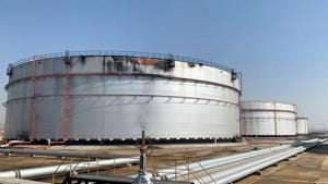 A general view shows the damage at a Saudi Aramco oil company distribution station that Yemeni Houthis say they attacked, in the city of Jeddah, Saudi Arabia.(REUTERS) A general view shows the damage at a Saudi Aramco oil company distribution station that Yemeni Houthis say they attacked, in the city of Jeddah, Saudi Arabia.(REUTERS)
