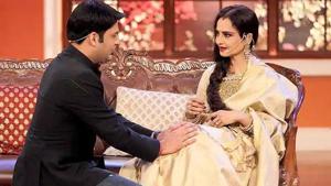 Kapil Sharma and Rekha on Comedy Nights With Kapil. Kapil Sharma and Rekha on Comedy Nights With Kapil.