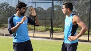 Indian pacer Jasprit Bumrah (L) with Kartik Tyagi(BCCI/Twitter) Indian pacer Jasprit Bumrah (L) with Kartik Tyagi(BCCI/Twitter)