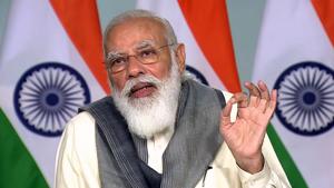 Prime Minister Narendra Modi addresses during a meeting with chief ministers of States over the Covid-19 situation, through video conferencing in New Delhi on Tuesday.(ANI File Photo) Prime Minister Narendra Modi addresses during a meeting with chief ministers of States over the Covid-19 situation, through video conferencing in New Delhi on Tuesday.(ANI File Photo)