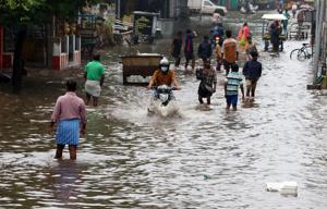 Greater Chennai Corporation (GCC) has announced that 1000 cusecs of water has been released from the Chembarambakkam lake.(ANI Photo) Greater Chennai Corporation (GCC) has announced that 1000 cusecs of water has been released from the Chembarambakkam lake.(ANI Photo)