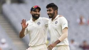 Indian pacers Jasprit Bumrah and Mohammed Shami(Twitter) Indian pacers Jasprit Bumrah and Mohammed Shami(Twitter)