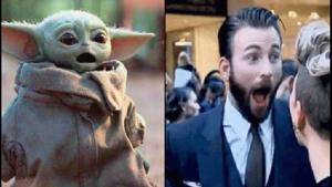 The image shows Baby Yoda and Chris Evans.(Twitter@fallcevans) The image shows Baby Yoda and Chris Evans.(Twitter@fallcevans)