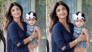 Shilpa Shetty seen with daughter Samisha. Shilpa Shetty seen with daughter Samisha.