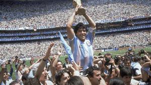 In this June 29, 1986 file photo, Diego Maradona holds up his team's trophy after Argentina's 3-2 victory over West Germany at the World Cup final soccer match at Atzeca Stadium in Mexico City.(AP) In this June 29, 1986 file photo, Diego Maradona holds up his team's trophy after Argentina's 3-2 victory over West Germany at the World Cup final soccer match at Atzeca Stadium in Mexico City.(AP)