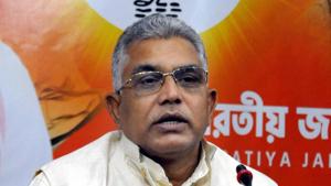 West Bengal BJP President and Lok Sabha MP Dilip Ghosh addresses a press conference.(PTI) West Bengal BJP President and Lok Sabha MP Dilip Ghosh addresses a press conference.(PTI)