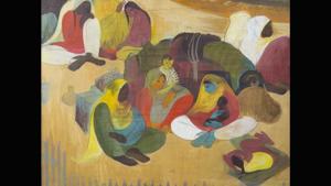 Bhanu Athaiya made this watercolour on paper in 1950. The rounded figures of Athaiya’s women were representative of women figures as painted by artists like Pran Nath Mago and Satish Gujral during the ’40s and ’50s, says senior artist Ashok Bhowmick. “The angular woman form came in with Jehangir Sabavala in the same period.” (Courtesy Prinseps.com) Bhanu Athaiya made this watercolour on paper in 1950. The rounded figures of Athaiya’s women were representative of women figures as painted by artists like Pran Nath Mago and Satish Gujral during the ’40s and ’50s, says senior artist Ashok Bhowmick. “The angular woman form came in with Jehangir Sabavala in the same period.” (Courtesy Prinseps.com)