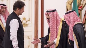 King Salman bin Abdulaziz (C) of Saudi Arabia with Pakistani Prime Minister Imran Khan (L) at the opening session of a summit of the 57-member Organization of Islamic Cooperation in the Saudi holy city of Mecca on June 1, 2019.(AFP file) King Salman bin Abdulaziz (C) of Saudi Arabia with Pakistani Prime Minister Imran Khan (L) at the opening session of a summit of the 57-member Organization of Islamic Cooperation in the Saudi holy city of Mecca on June 1, 2019.(AFP file)