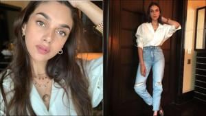 Aditi Rao Hydari’s ‘chappals make a grand entry’ with chic look for virtual event(Instagram/aditiraohydari) Aditi Rao Hydari’s ‘chappals make a grand entry’ with chic look for virtual event(Instagram/aditiraohydari)