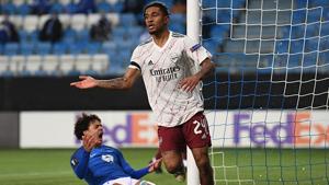 Reiss Nelson scores Arsenal’s second goal.(Getty Images) Reiss Nelson scores Arsenal’s second goal.(Getty Images)