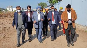 The monitoring committee of NGT at the modern slaughter house on Hambran road in Ludhiana on Friday.(Gurpreet Singh/HT) The monitoring committee of NGT at the modern slaughter house on Hambran road in Ludhiana on Friday.(Gurpreet Singh/HT)