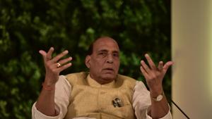 Defence minister Rajnath Singh on Thursday said a set of laws enacted recently to liberalise the farm sector would “greatly benefit” the farming community and he was ready to discuss all outstanding issues(Virendra Singh Gosain/HT PHOTO) Defence minister Rajnath Singh on Thursday said a set of laws enacted recently to liberalise the farm sector would “greatly benefit” the farming community and he was ready to discuss all outstanding issues(Virendra Singh Gosain/HT PHOTO)