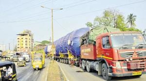 A huge trailer truck passing along the bypass early this week met with an accident followed by which one side of the road was shut for more than two days.(Rishikesh Choudhary/ HT photo) A huge trailer truck passing along the bypass early this week met with an accident followed by which one side of the road was shut for more than two days.(Rishikesh Choudhary/ HT photo)