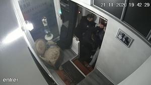 This video grab shows CCTV camera footage, widely distributed on social networks, shows producer Michel Zecler being beaten up by police officers at the entrance of a music studio in the 17th arrondissement of Paris.(AFP)