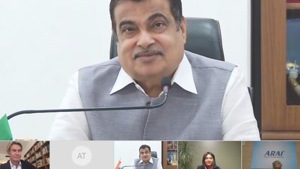 Union Minister for Road Transport, Highways Nitin Gadkari, who also participated in the virtual conference.(@SwedensAmbIndia/Twitter) Union Minister for Road Transport, Highways Nitin Gadkari, who also participated in the virtual conference.(@SwedensAmbIndia/Twitter)