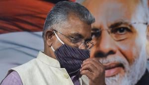 BJP State President Dilip Ghosh during a press meet in Kolkata.(PTI) BJP State President Dilip Ghosh during a press meet in Kolkata.(PTI)