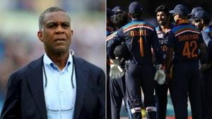 Photo of former Indian bowler Michael Holding (L), Indian cricket team (R)(Twitter) Photo of former Indian bowler Michael Holding (L), Indian cricket team (R)(Twitter)