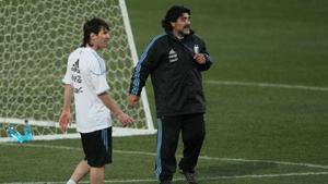 File photo of Diego Maradona and Lionel Messi.(Getty Images) File photo of Diego Maradona and Lionel Messi.(Getty Images)