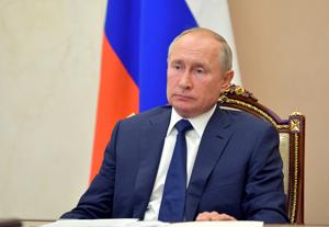 Russian President Vladimir Putin during his meeting with Alexei Tsydenov, the governor of Buryatia, via video conference at the Novo-Ogaryovo residence outside Moscow, Russia.(AP) Russian President Vladimir Putin during his meeting with Alexei Tsydenov, the governor of Buryatia, via video conference at the Novo-Ogaryovo residence outside Moscow, Russia.(AP)