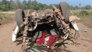 The Maoists thought that it was a police vehicle and hence they triggered the blast, a senior police official said.(HT PHOTO/S Kareemuddin.) The Maoists thought that it was a police vehicle and hence they triggered the blast, a senior police official said.(HT PHOTO/S Kareemuddin.)