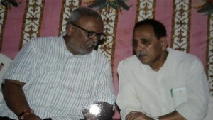 Abhay Bharadwaj with Gujarat chief minister Vijay Rupani(Image via Twitter) Abhay Bharadwaj with Gujarat chief minister Vijay Rupani(Image via Twitter)