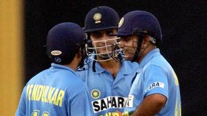 File image of Sourav Ganguly, Sachin Tendulkar, and Virender Sehwag.(AFP) File image of Sourav Ganguly, Sachin Tendulkar, and Virender Sehwag.(AFP)