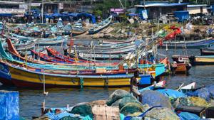 Fishing boats anchored at Vizhinjam beach after the India Meteorological Department (IMD) issued a cyclone alert for Tamil Nadu and Kerala coastal areas, in Thiruvananthapuram.(PTI) Fishing boats anchored at Vizhinjam beach after the India Meteorological Department (IMD) issued a cyclone alert for Tamil Nadu and Kerala coastal areas, in Thiruvananthapuram.(PTI)