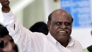 Former Calcutta high court judge C S Karnan has been arrested by the Central Crime Branch of Chennai Police.(PTI Photo) Former Calcutta high court judge C S Karnan has been arrested by the Central Crime Branch of Chennai Police.(PTI Photo)
