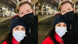 Preity Zinta, husband Gene Goodenough pose for the camera. Preity Zinta, husband Gene Goodenough pose for the camera.