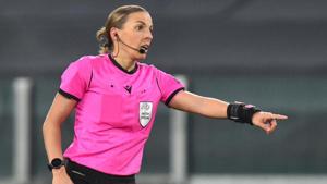 Referee Stephanie Frappart reacts(Reuters) Referee Stephanie Frappart reacts(Reuters)