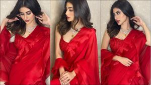 Mouni’s droolworthy look in red saree is all you need to add oomph factor on date night(Instagram/imouniroy)