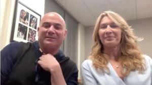 Former tennis greats Andre Agassi and Steffi Graf while speaking on day 5 of the Hindustan Times Leadership Summit 2020.(HT Photo)