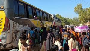 Buses wait to carry Rohingyas from a refugee camp of Cox's Bazar to Chattogram.(REUTERS) Buses wait to carry Rohingyas from a refugee camp of Cox's Bazar to Chattogram.(REUTERS)