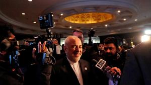 Addressing a Rome conference via video-link, Javad Zarif said the so-called Joint Comprehensive Plan of Action (JCPOA) could not be renegotiated but it could be resurrected.(REUTERS) Addressing a Rome conference via video-link, Javad Zarif said the so-called Joint Comprehensive Plan of Action (JCPOA) could not be renegotiated but it could be resurrected.(REUTERS)