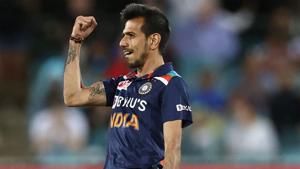 Yuzvendra Chahal celebrates one of his three wickets.(Getty Images) Yuzvendra Chahal celebrates one of his three wickets.(Getty Images)