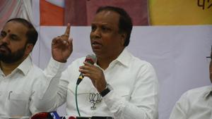 File photo of Ashish Shelar. ( Praful Gangurde/ HT Photo) File photo of Ashish Shelar. ( Praful Gangurde/ HT Photo)