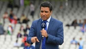 Sanjay Manjrekar and during the Semi-Final match of the ICC Cricket World Cup 2019 between India and New Zealand at Old Trafford on July 10, 2019 in Manchester.(ICC via Getty Images)