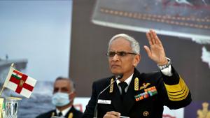 In his annual comments in the run-up to Navy Day, naval chief Admiral Karambir Singh outlined the orientation of the IN as a force that is ”combat-ready, credible and cohesive”(PTI) In his annual comments in the run-up to Navy Day, naval chief Admiral Karambir Singh outlined the orientation of the IN as a force that is ”combat-ready, credible and cohesive”(PTI)