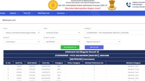 Maharashtra FYJC second merit list 2020.(Screengrab) Maharashtra FYJC second merit list 2020.(Screengrab)