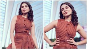 Samantha Akkineni in Rs 11k pinstripe jumpsuit is the definition of classy(Instragram/samantharuthprabhuoffl) Samantha Akkineni in Rs 11k pinstripe jumpsuit is the definition of classy(Instragram/samantharuthprabhuoffl)