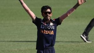 India's Yuzvendra Chahal reacts.(REUTERS) India's Yuzvendra Chahal reacts.(REUTERS)