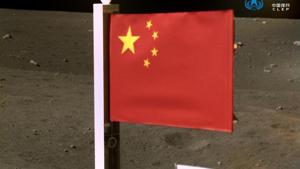 China’s National Space Administration released pictures of the five-starred red flag on the moon, taken by the Chang’e-5 spacecraft’s camera(REUTERS) China’s National Space Administration released pictures of the five-starred red flag on the moon, taken by the Chang’e-5 spacecraft’s camera(REUTERS)