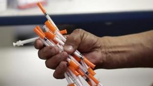 ‘Unsafe injection exposure during treatment-seeking’ and receipt of intramuscular injection in the last five years were independently associated with HIV sero-reactive, as per ICMR’s study.(AP photo for representation) ‘Unsafe injection exposure during treatment-seeking’ and receipt of intramuscular injection in the last five years were independently associated with HIV sero-reactive, as per ICMR’s study.(AP photo for representation)