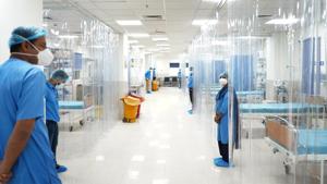 A view inside a hospital dedicated to the treatment of coronavirus patients in New Delhi, India.(HT Photo) A view inside a hospital dedicated to the treatment of coronavirus patients in New Delhi, India.(HT Photo)