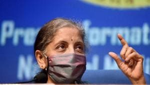 Union Finance Minister Nirmala Sitharaman addressing a press conference on the outcomes of 42nd GST Council at National Media centre in New Delhi, India, on Monday, October 5, 2020. (Photo by Arvind Yadav/ Hindustan Times) Union Finance Minister Nirmala Sitharaman addressing a press conference on the outcomes of 42nd GST Council at National Media centre in New Delhi, India, on Monday, October 5, 2020. (Photo by Arvind Yadav/ Hindustan Times)