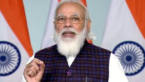 Prime Minister Narendra Modi addressing the inaugural session of India Mobile Congress 2020 virtually through video conferencing in New Delhi on Tuesday.(ANI) Prime Minister Narendra Modi addressing the inaugural session of India Mobile Congress 2020 virtually through video conferencing in New Delhi on Tuesday.(ANI)