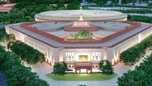 A model of the proposed new Parliament building, in New Delhi.(File photo) A model of the proposed new Parliament building, in New Delhi.(File photo)