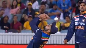 Indian captain Virat Kohli drops a catch during 1st T20I against Australian in Canberra(Twitter) Indian captain Virat Kohli drops a catch during 1st T20I against Australian in Canberra(Twitter)