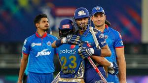 Dubai: Mumbai Indians players celebrate after winning the final cricket match of the Indian Premier League (IPL) T20 against Delhi Capitals, at Dubai International Cricket Stadium in Dubai, Tuesday, Nov. 10, 2020.(PTI) Dubai: Mumbai Indians players celebrate after winning the final cricket match of the Indian Premier League (IPL) T20 against Delhi Capitals, at Dubai International Cricket Stadium in Dubai, Tuesday, Nov. 10, 2020.(PTI)